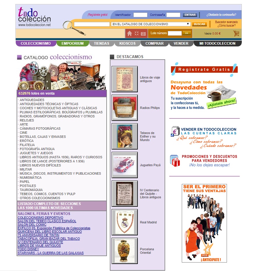 web todocoleccion 2005